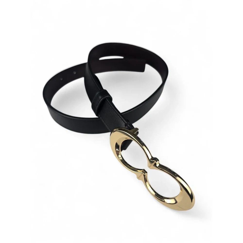 Coach Signature Buckle Belt Black Leather Gold Hardware CG725 XS Womens‎ ☆